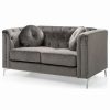 New Glory Furniture Pompano Velvet Loveseat In Dark Gray