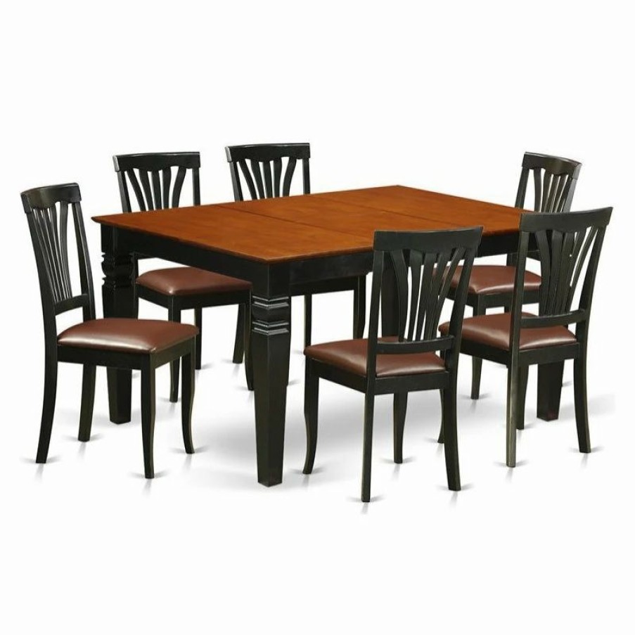 New East West Furniture Weston 7-Piece Wood Dining Room Set In Black/Cherry