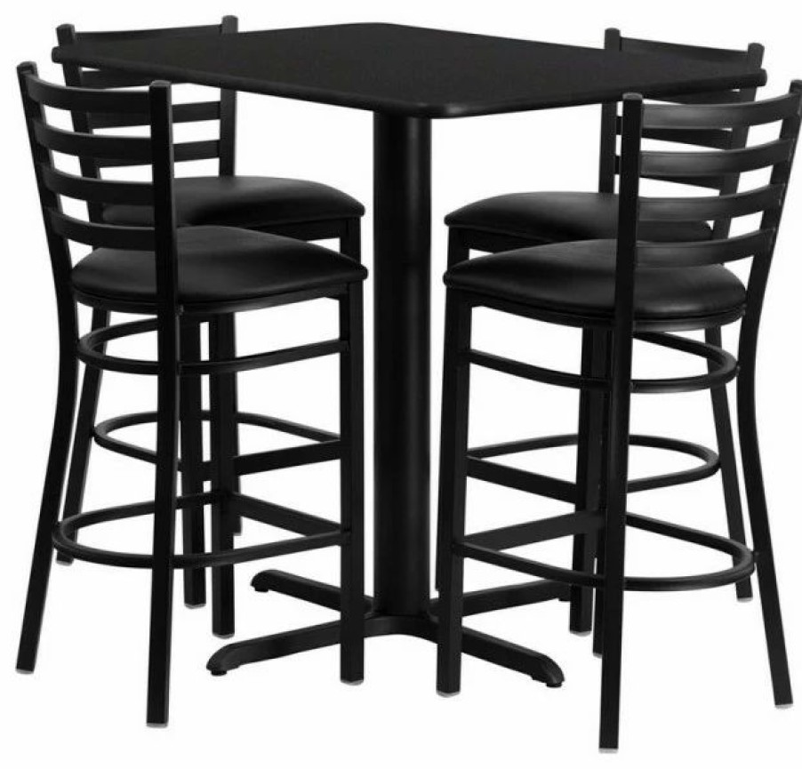 Best Flash Furniture 24"W X 42"L Rectangular Black Laminate Table Set With Chairs