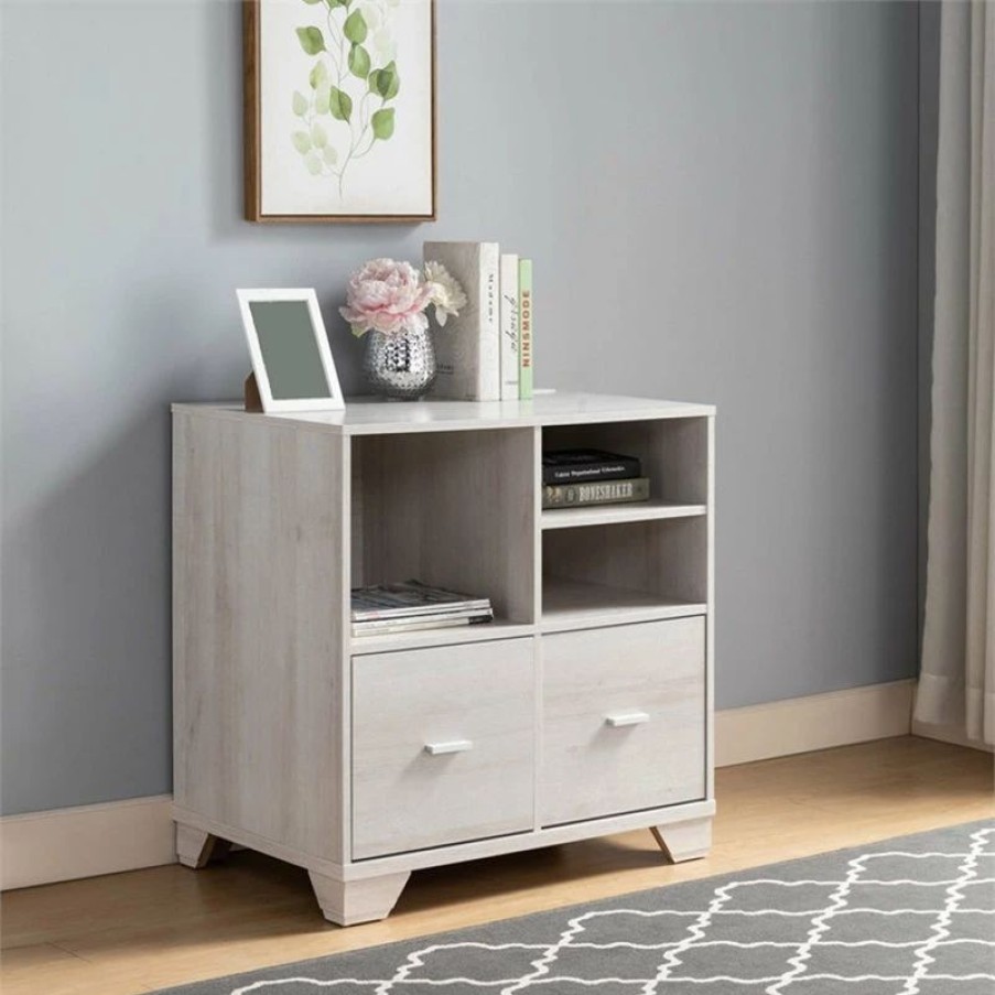 Wholesale Smart Home Furniture 3-Shelf Contemporary Wood File Cabinet In White Oak