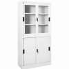 New Vida Xl International B.V. Vidaxl Office Cabinet With Sliding Door White Steel Storage Cabinet Furniture