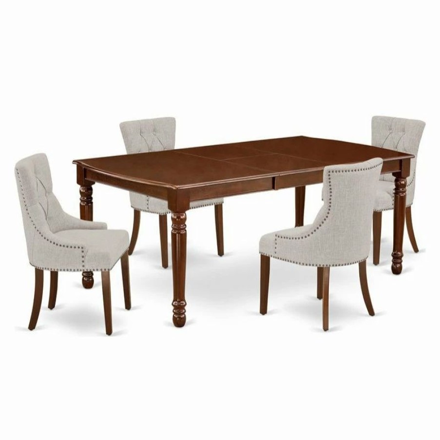 Hot East West Furniture Dover 5-Piece Wood Dining Set In Mahogany/Doeskin