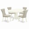 Hot East West Furniture Avon 5-Piece Wood Dining Set In Linen White/Doeskin