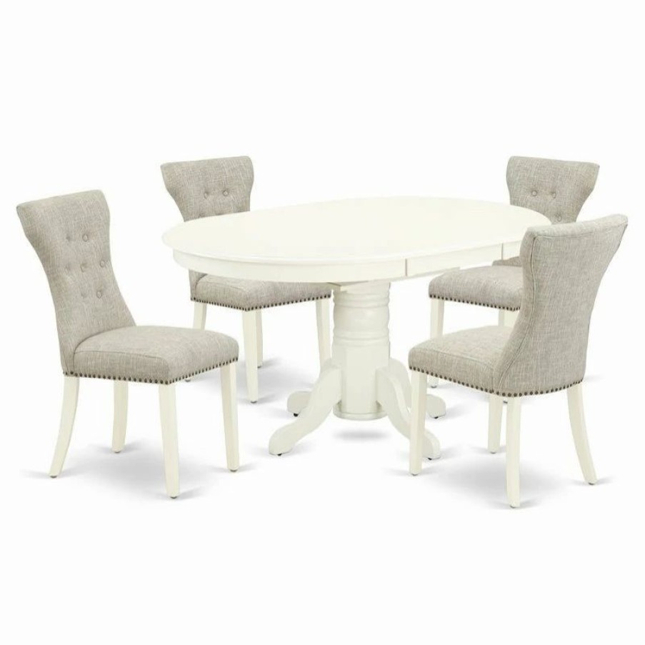 Hot East West Furniture Avon 5-Piece Wood Dining Set In Linen White/Doeskin