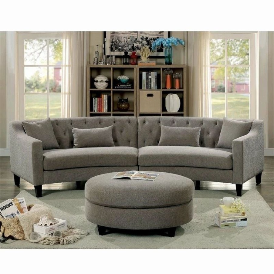 Best Furniture Of America E-Commerce By Enitial Lab Furniture Of America Stenson Contemporary Chenille Tufted Sectional In Warm Gray