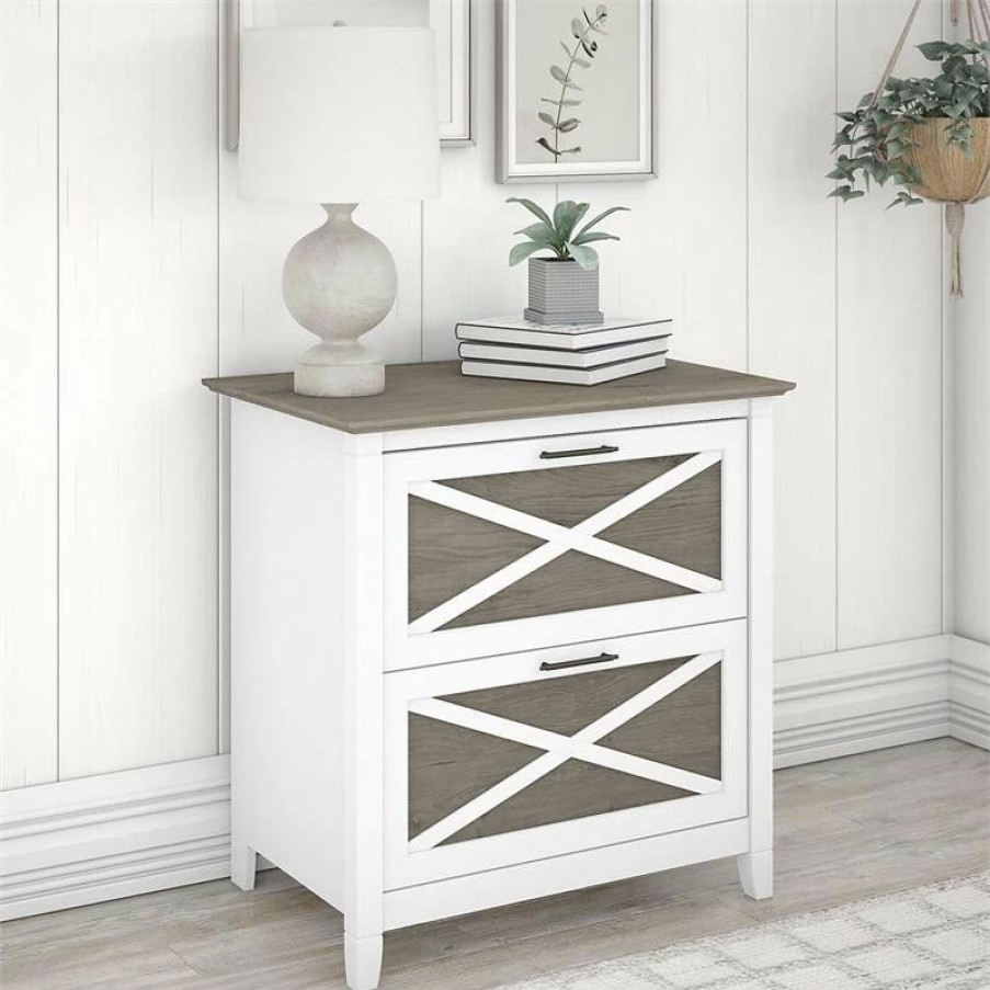 Online Scranton & Co Furniture Key West 2 Drawer File Cabinet In White & Gray