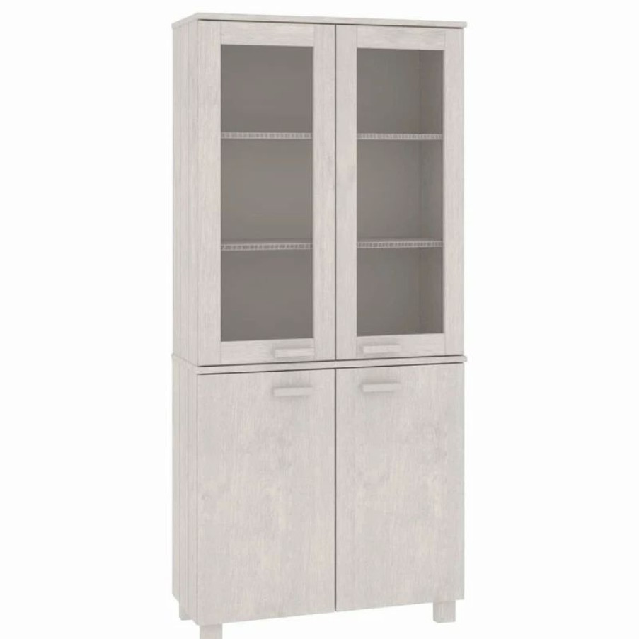 Clearance Vida Xl International B.V. Vidaxl Solid Wood Pine Highboard White Wooden Console Side Cabinet Furniture