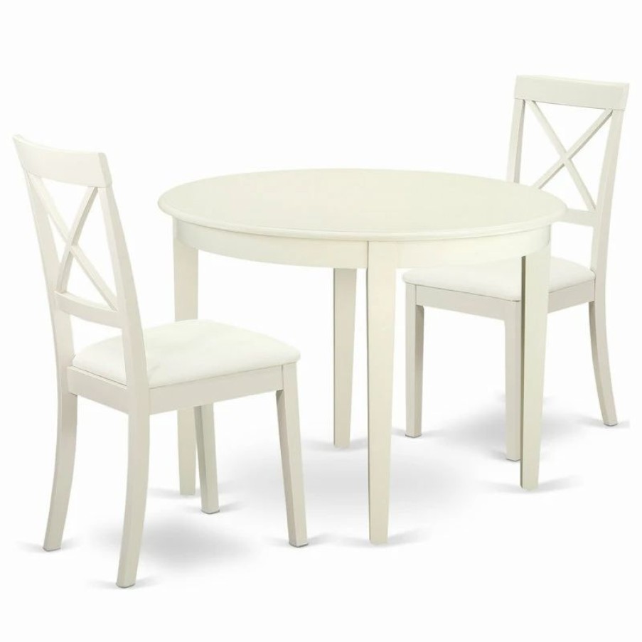 Online East West Furniture Boston Wood 3-Piece Dining Set In White Finish Bost3-Lwh-Lc