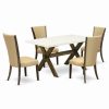 Hot East West Furniture X-Style 5-Piece Wood Dining Set In Linen White/Brown