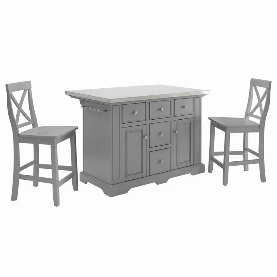 Online Crosley Furniture Julia 3-Piece Wood Kitchen Island Set In Gray