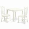 Best East West Furniture Oxford Wood 3-Piece Dining Set With White Oxdo3-Lwh-W