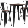 Hot Flash Furniture 3 Piece 26 Square Pub Set In Black And Brown