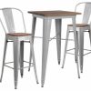 Online Flash Furniture Rubber And Wood Table Set In Silver Finish Ch-Wd-Tbch-2-Gg