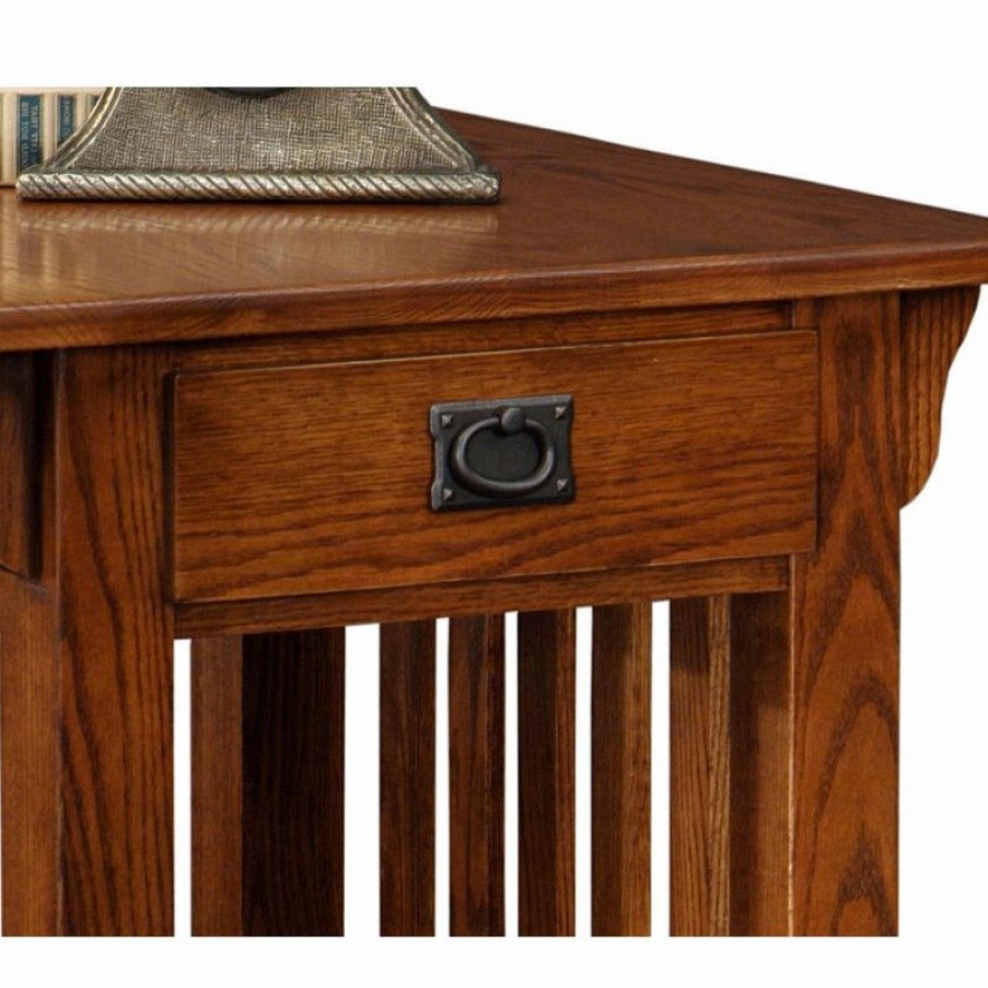 Online Leick Home Leick Furniture Wood Mission End Table With Storage Drawer And Shelf In Oak