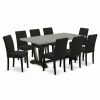 Hot East West Furniture V-Style 9-Piece Wood Kitchen Set In Black Finish