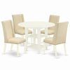 Clearance East West Furniture Sudbury Wood 5-Pc Parson Dining Set In White Sufl5-Lwh-01