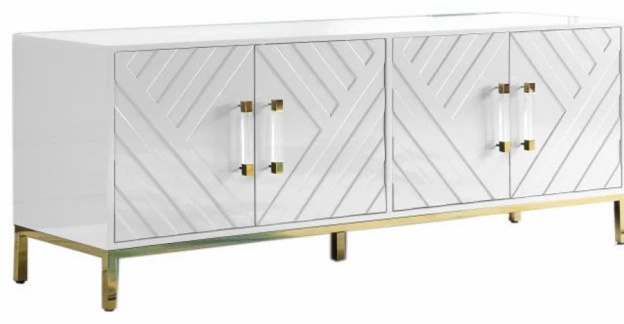 Best Best Master Furniture Junior 64 Transitional Wood Sideboard In White/Gold