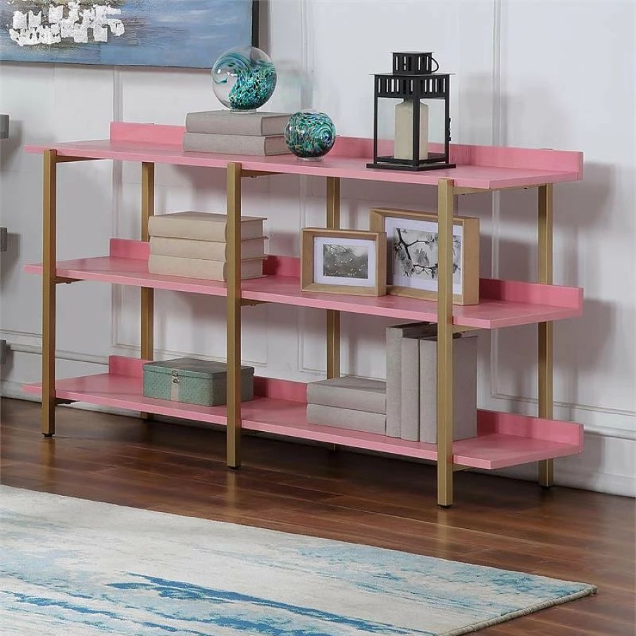 Online Furniture Of America E-Commerce By Enitial Lab Furniture Of America Teviot Contemporary Wood 3-Tier Bookshelf In Antique Pink