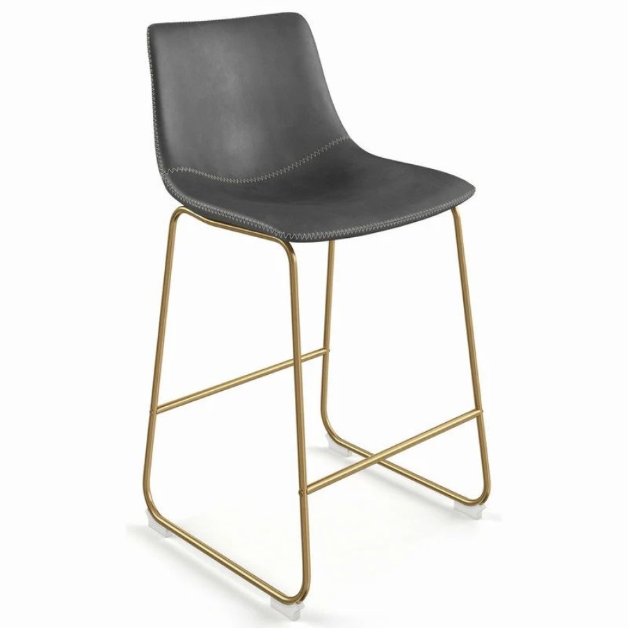 Wholesale Aeon Furniture Petra Set Of 2 Bar Stool In Grey And Gold Finish Ae17163-G-35A