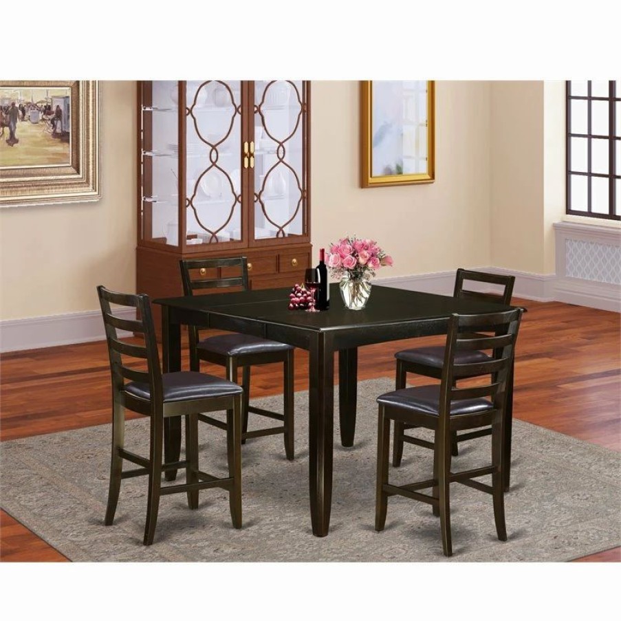 Online East West Furniture Fairwind 5-Piece Dining Set W/ Leather Stools In Cappuccino