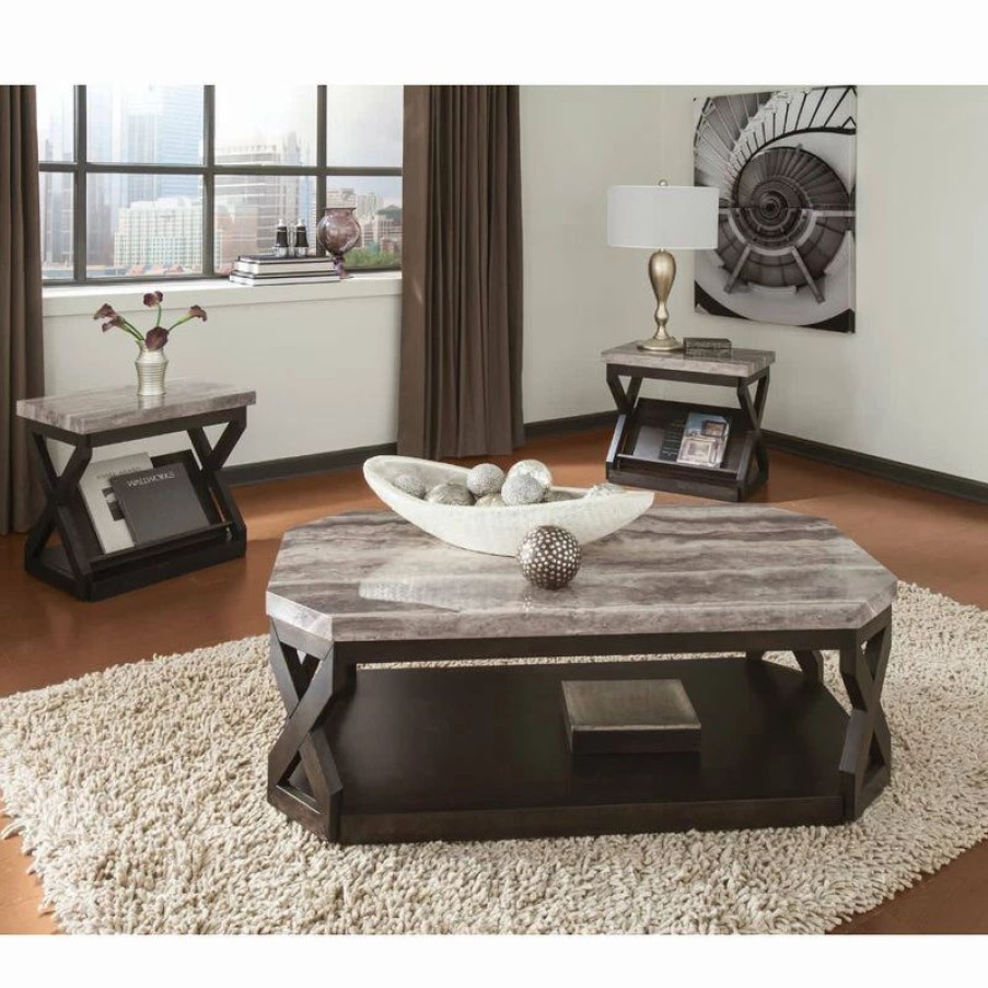 New Ashley Furniture Industries Ashley Furniture Radilyn 3 Piece Coffee Table Set In Grayish Brown