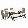 Hot East West Furniture X-Style 6-Piece Wood Dining Table Set In Black/Coffee