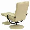 Clearance Flash Furniture Contemporary Cream Leather Recliner And Ottoman