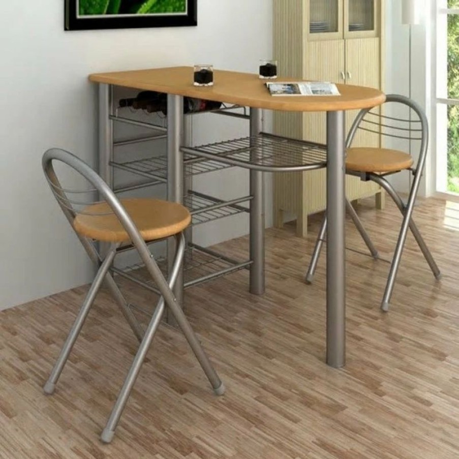 Best Vida Xl International B.V. Vidaxl Dining Table Set 2 Chairs Breakfast Bar Seats Dinner Table Furniture