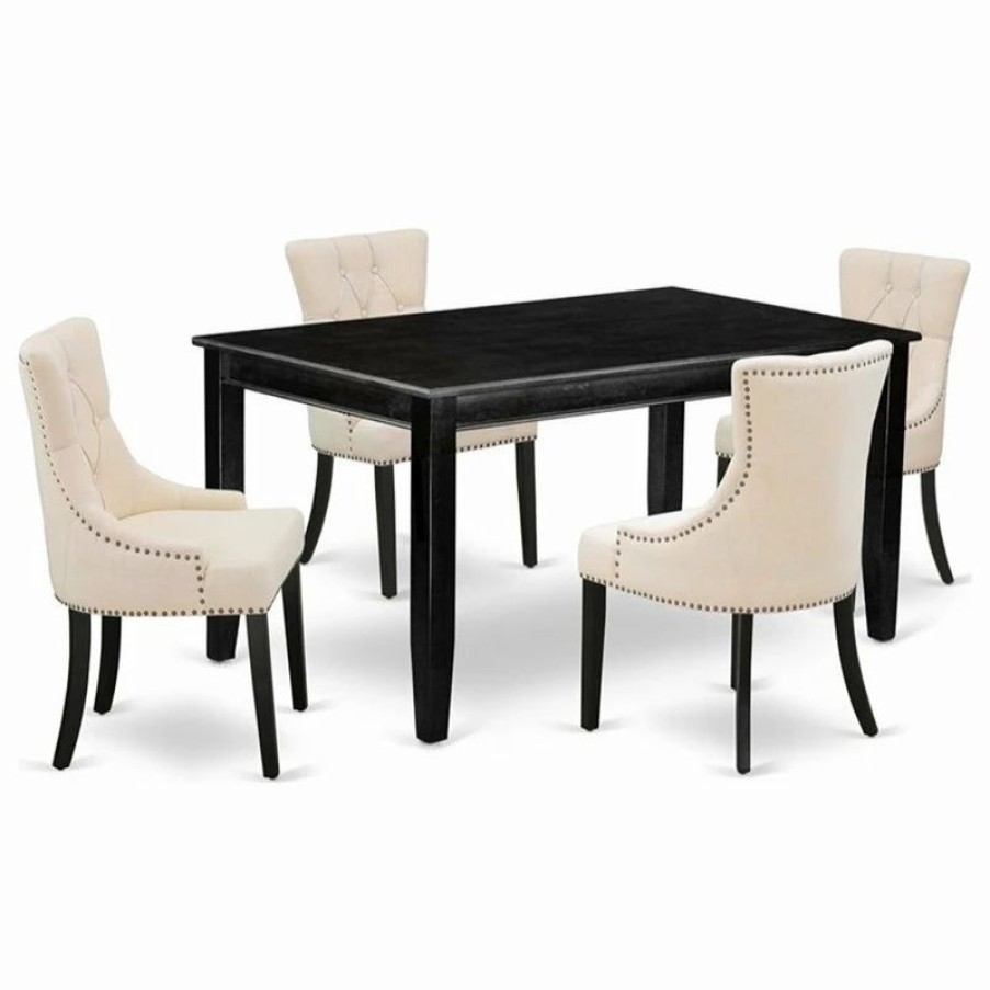 Wholesale East West Furniture Dudley 5-Piece Wood Dining Set In Black/Light Beige