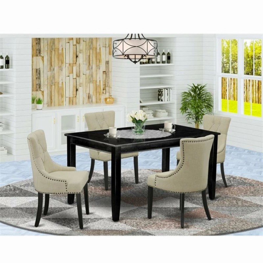 Wholesale East West Furniture Dudley 5-Piece Wood Dining Set In Black/Light Beige