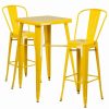 Best Flash Furniture Yellow Metal Indoor-Outdoor Bar Table Set With 2 Barstools