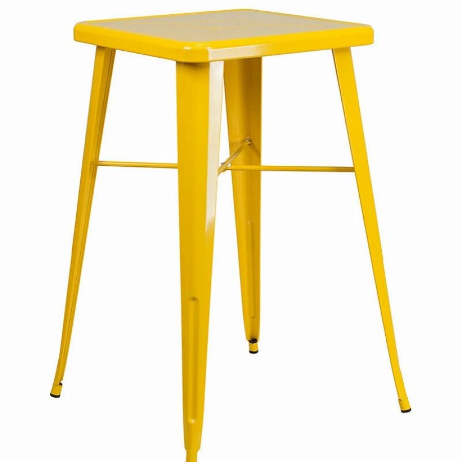 Best Flash Furniture Yellow Metal Indoor-Outdoor Bar Table Set With 2 Barstools