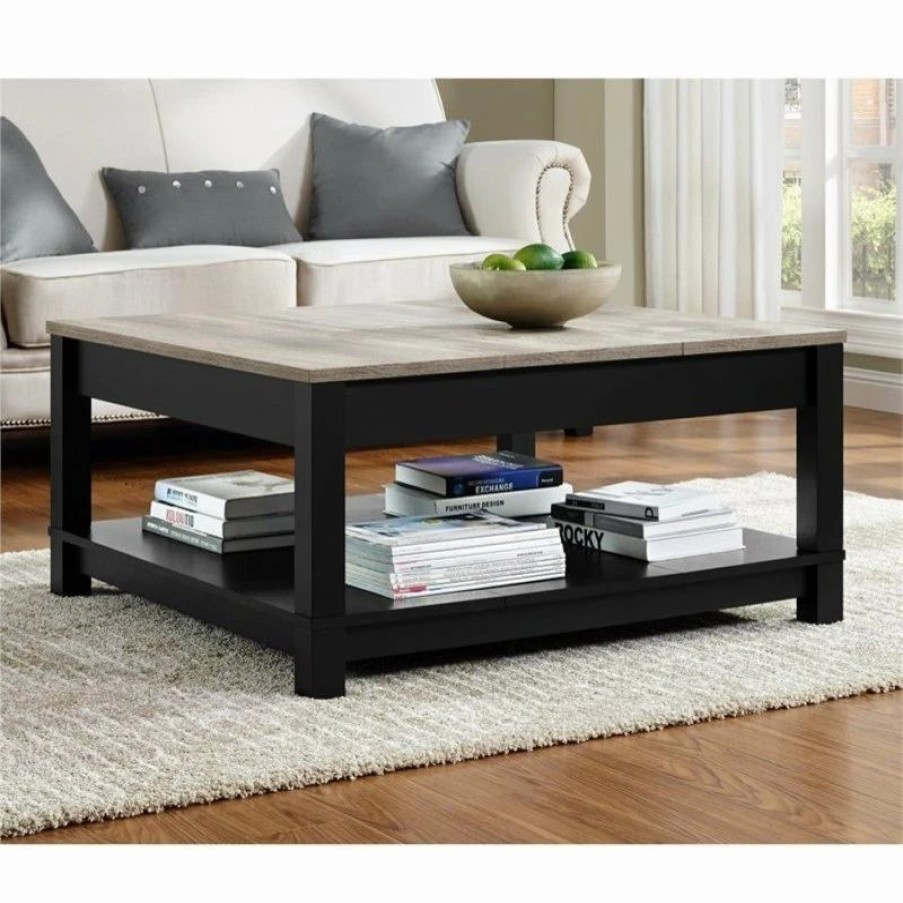 Hot Ameriwood Home Altra Furniture Carver Square Coffee Table In Black And Sonoma Oak