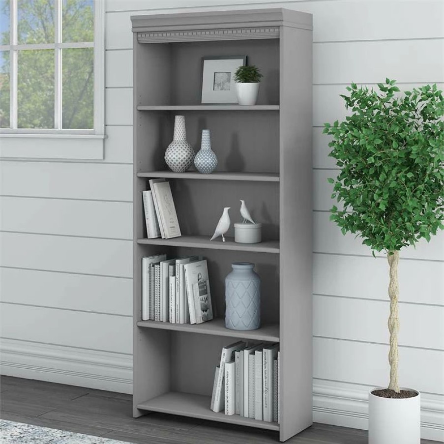 New Bush Business Furniture Bush Furniture Fairview 5 Shelf Bookcase In Cape Cod Gray