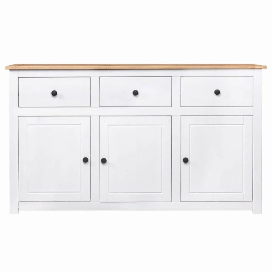 Wholesale Vida Xl International B.V. Vidaxl Solid Wood Pine Sideboard White Panama Range Storage Cabinet Furniture