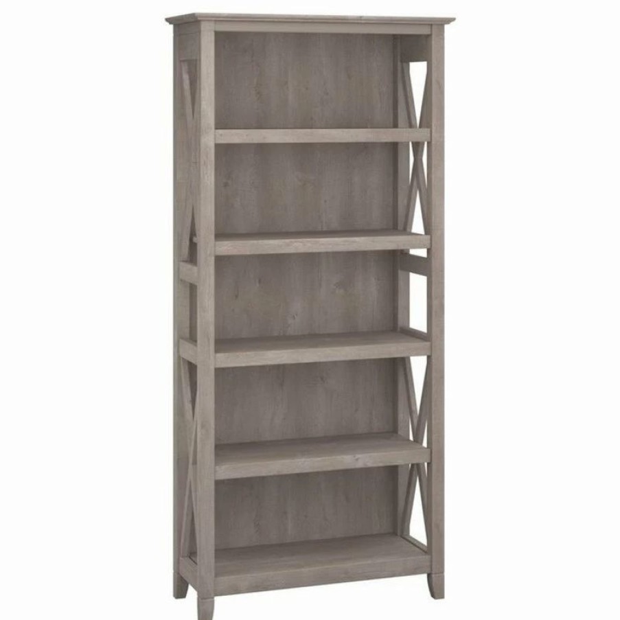 Online Bush Business Furniture Bush Furniture (Set Of 2) 5 Shelf Bookcase In Washed Gray