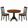 New East West Furniture Hartland Wood 3-Piece Dining Set With Black Hlan3-Bch-Lc