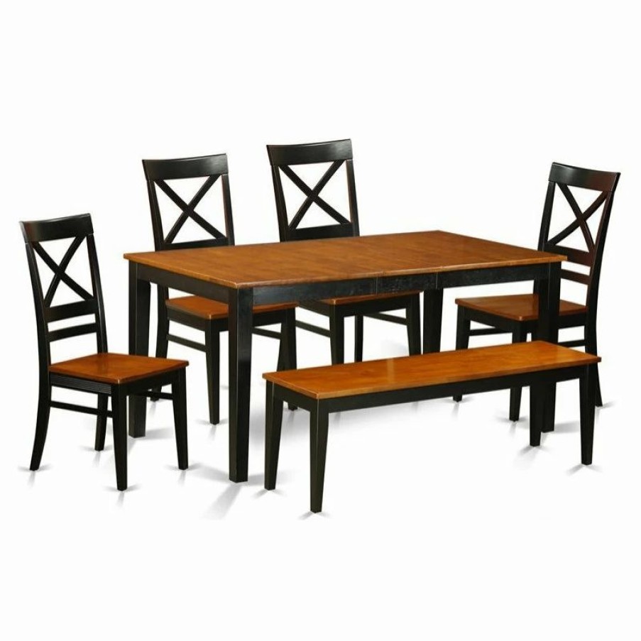 Online East West Furniture Nicoli 6-Piece Wood Dining Set Plus Bench In Black/Cherry