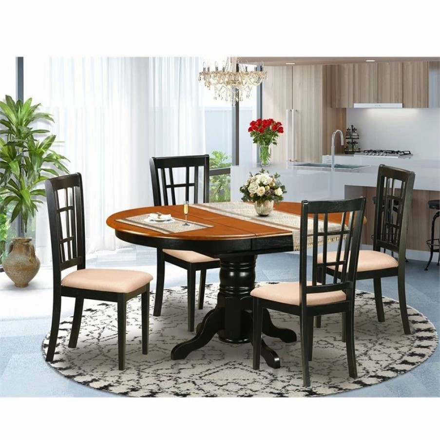 Hot East West Furniture Kenley 5-Piece Wood Kitchen Set In Black/Cherry