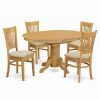 New East West Furniture Avon 5-Piece Wood Dining Table And Dinette Chairs In Oak