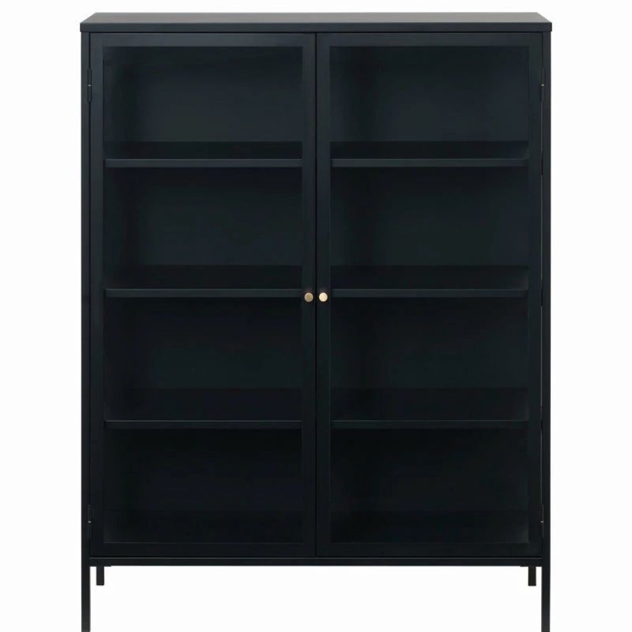 Hot Unique Furniture 55 Metal And Glass Cabinet In Black