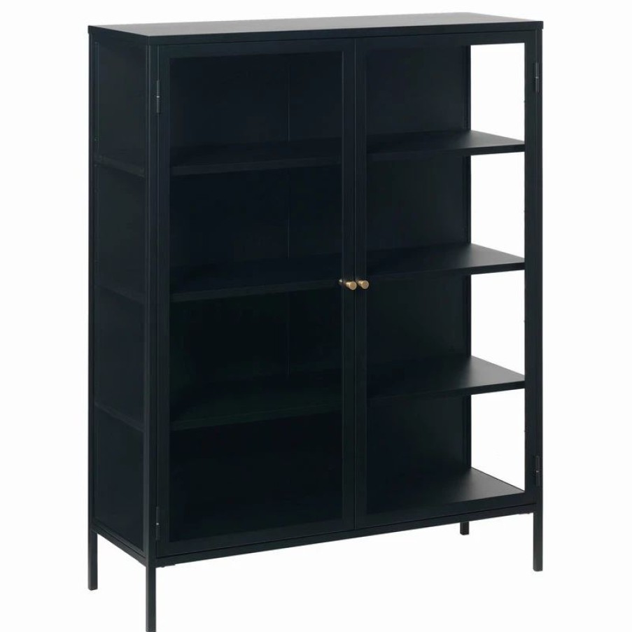 Hot Unique Furniture 55 Metal And Glass Cabinet In Black