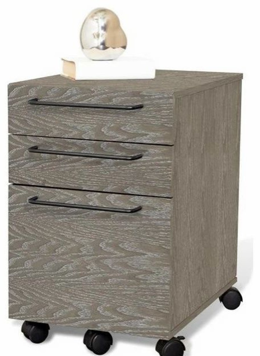 Online Unique Furniture 3-Drawer Mobile Pedestal File With Castors In Gray