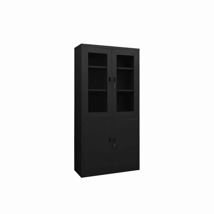 New Vida Xl International B.V. Vidaxl Office Cabinet Black 70.9 Steel Storage Side File Cabinet Furniture